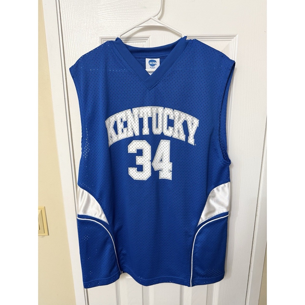 Vintage University Of Kentucky Wildcats Basketball Jersey #34 Blue Mens Sz Large